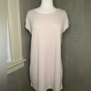 Beige Ribbed T Shirt Dress